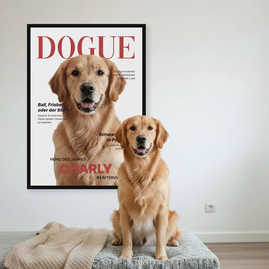 Personalisiertes Poster Hundemagazin "DOGUE" Foto